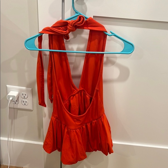 Free People Paige Top in color Tangerine Tango - Women's Halter Top - Picture 2 of 4